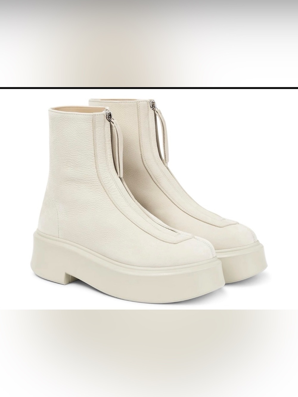 Coutgo Women’s Chunky Faux Leather Zipped Ankle Boots Platform White Size 9.5